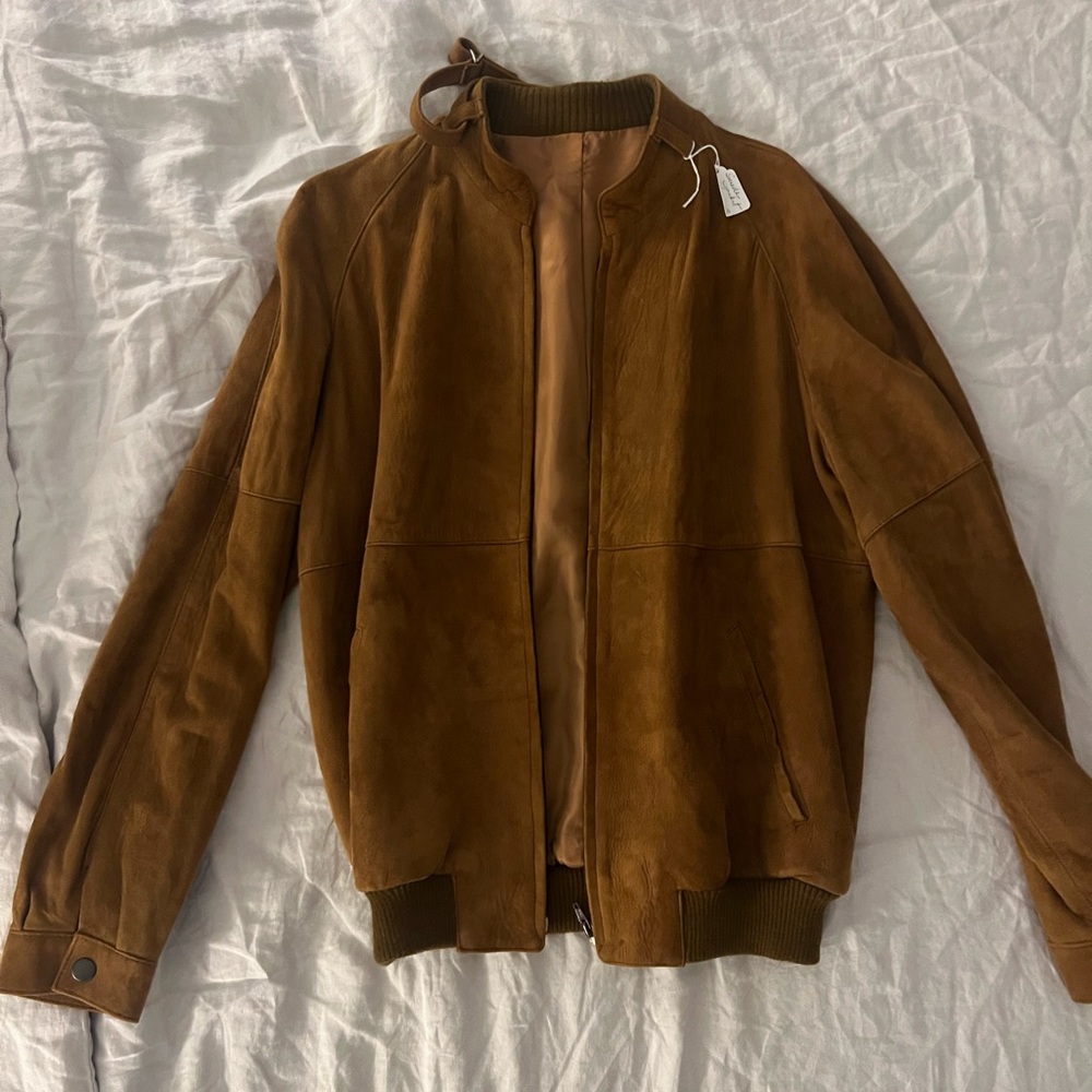 Vintage Brown Suede Bomber Jacket
